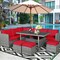 7 Pieces Patio Rattan Dining Furniture Sectional Sofa Set With Wicker Ottoman